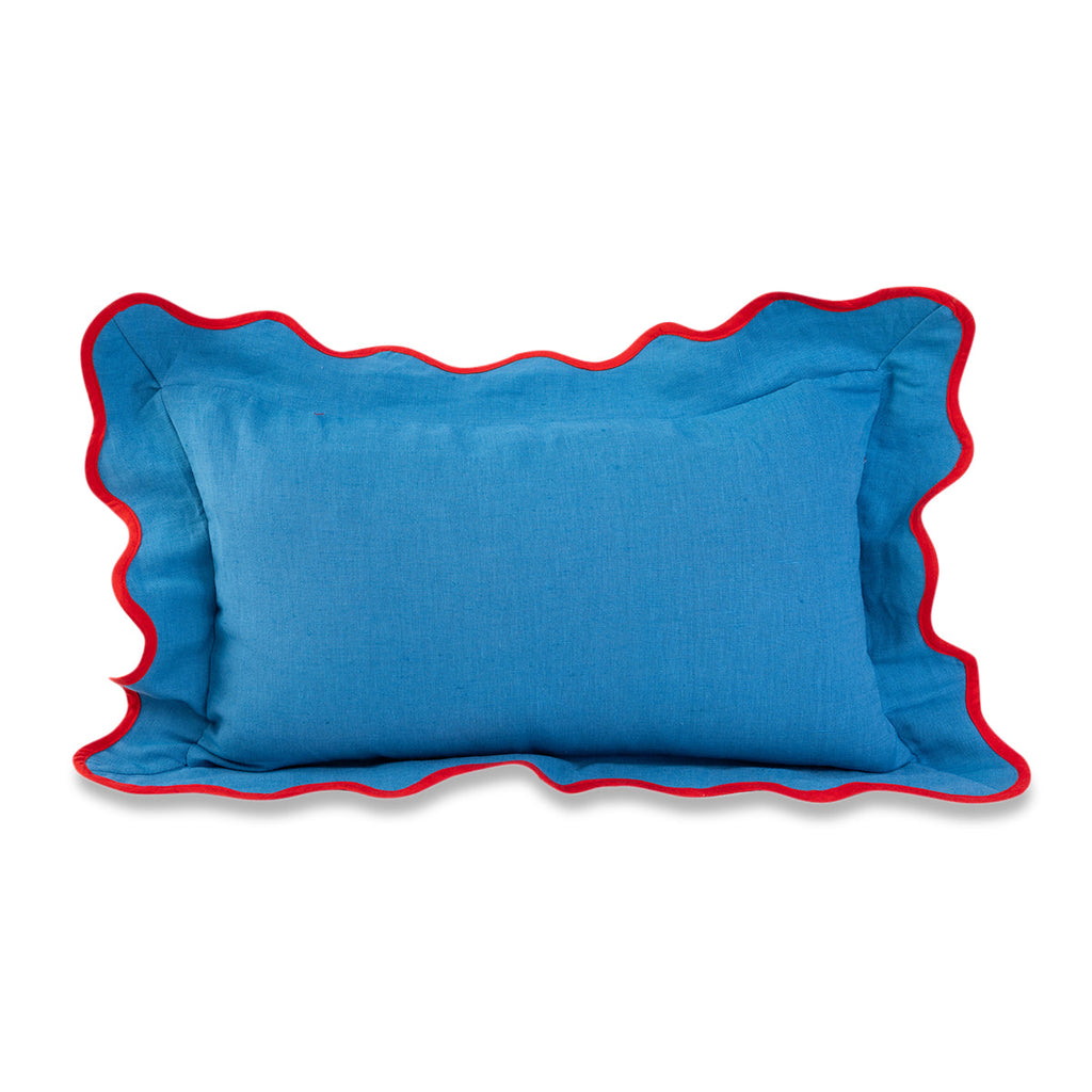 Darcy Linen Lumbar Pillow in Peacock + Cherry - The Well Appoitned House
