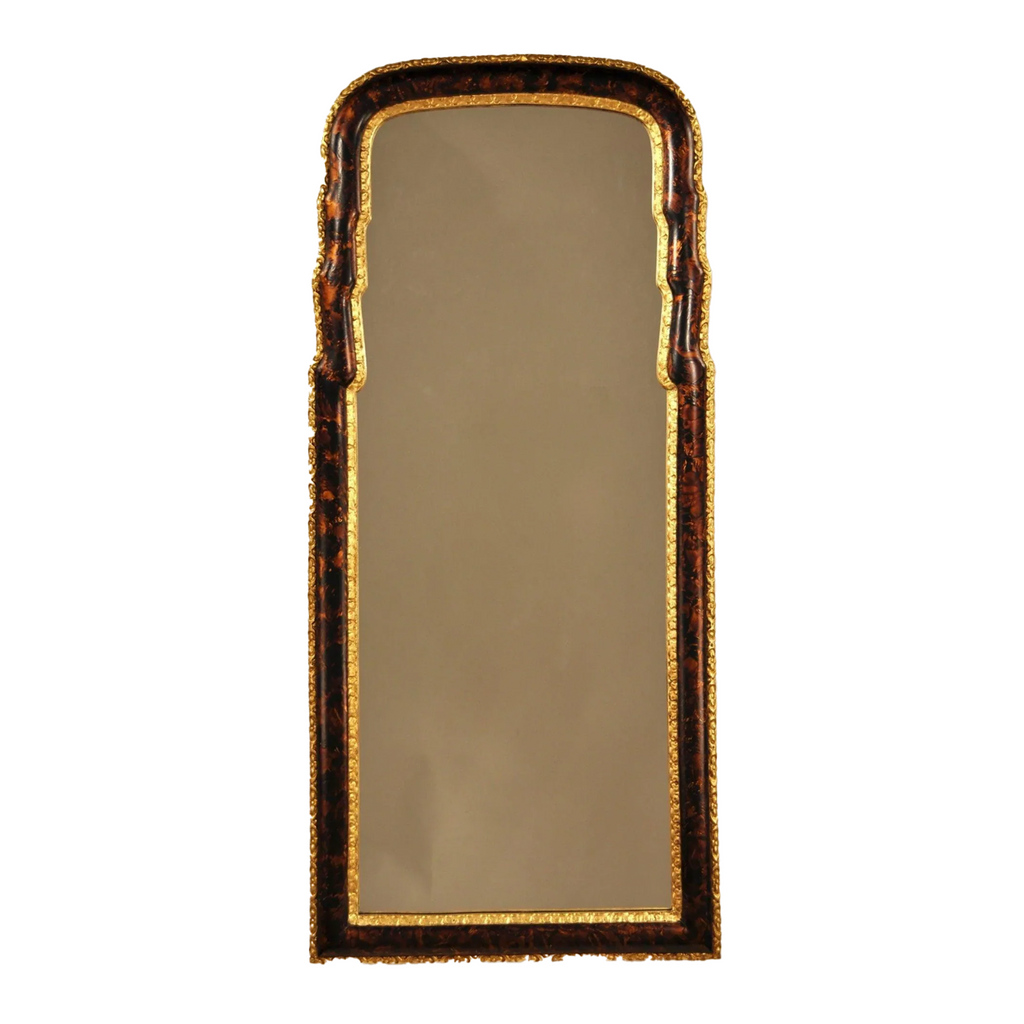 Faux Tortoise on Gold Queen Anne II Mirror - Wall Mirrors - The Well Appointed House