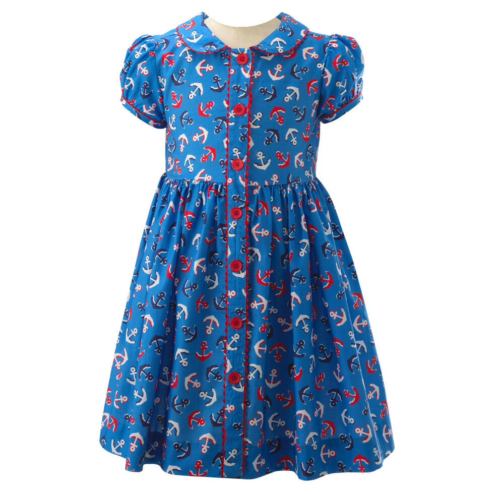 Anchor Button Front Dress - The Well Appointed House