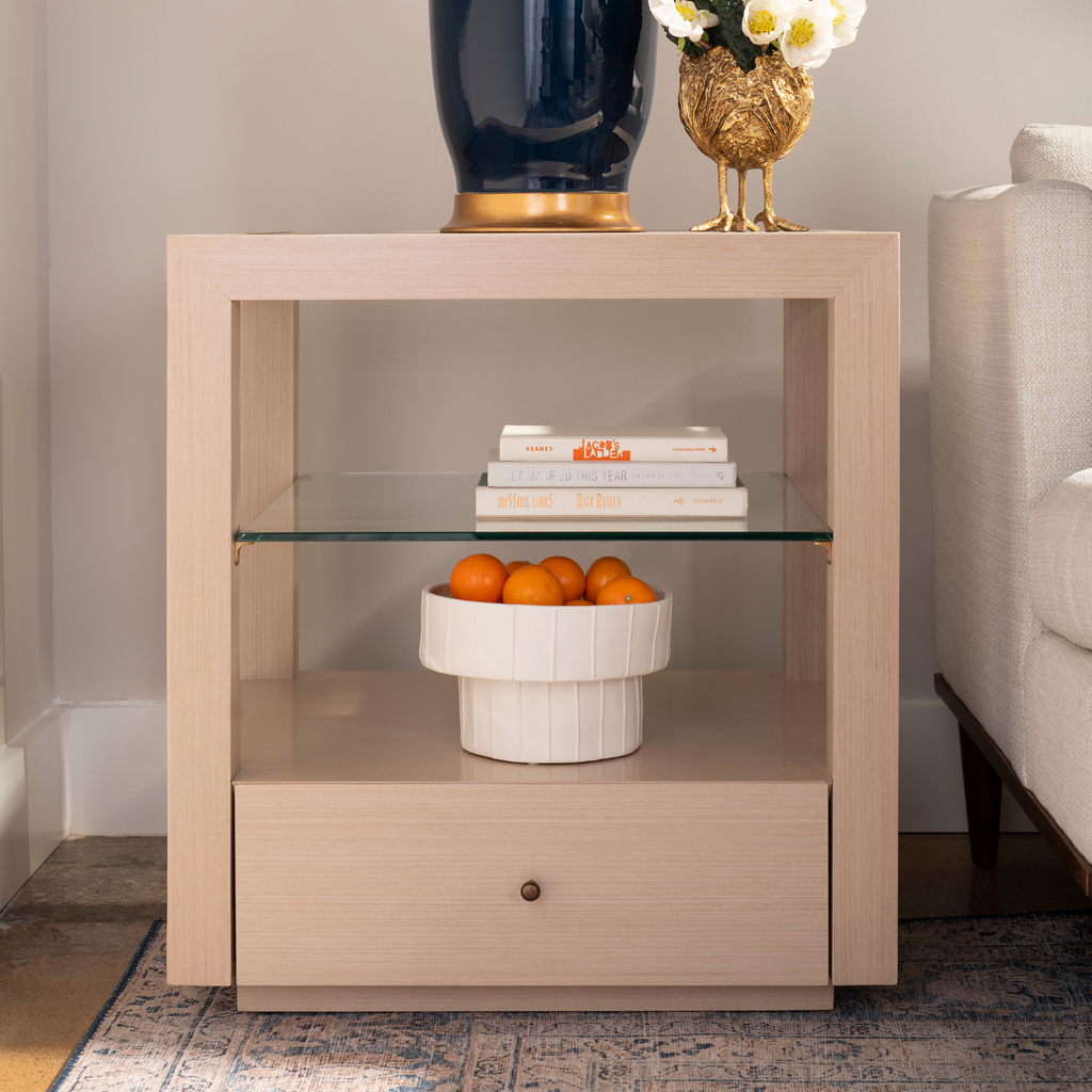 Gavin Blanched Oak One Drawer Side Table - Side & Accent Tables - The Well Appointed House