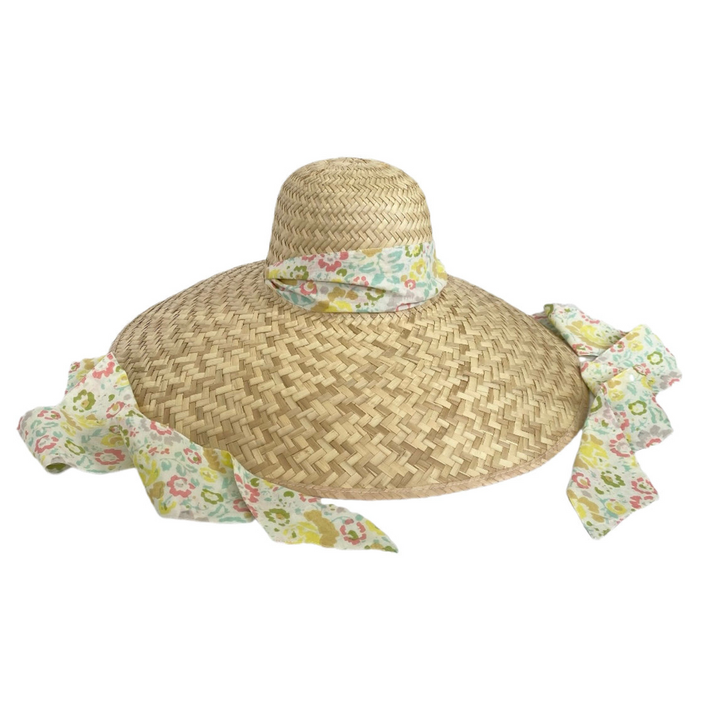 Geranium Sun Hat - Pastel Floral Hat Scarf - The Well Appointed House