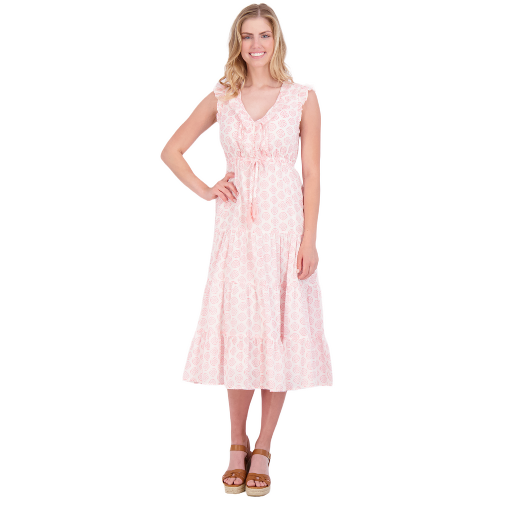 Giselle Women's Maxi Dress in Pink Star - The Well Appointed House