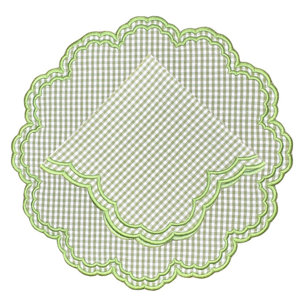 Green Gingham Bettina Placemat, Set of 4 - The Well Appointed House
