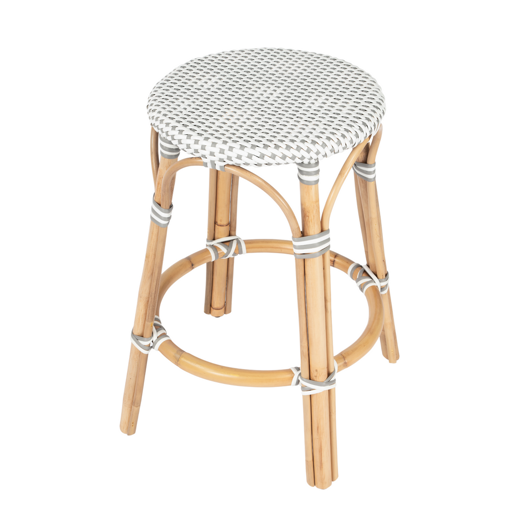 Grey Rattan Frame Counter Stool - The Well Appointed House