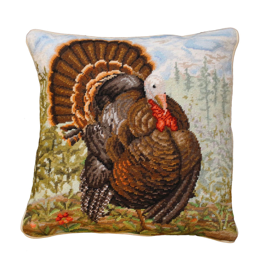 Hand Stitched Tom Turkey Throw Pillow-The Well Appointed House