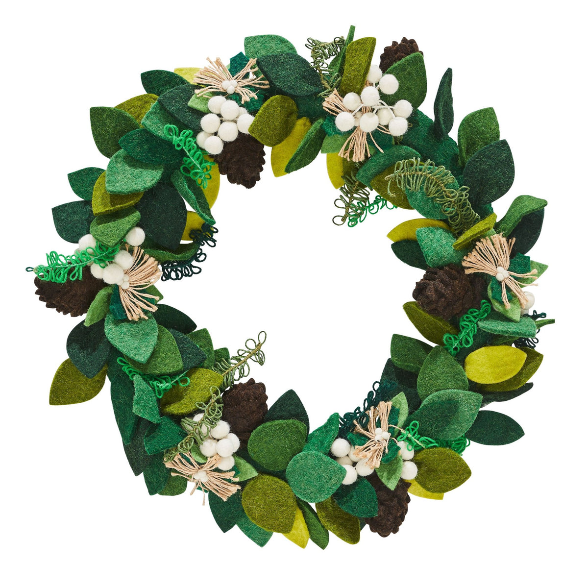 Handmade Hand Felted Wool Wreath -Red and Green- 14