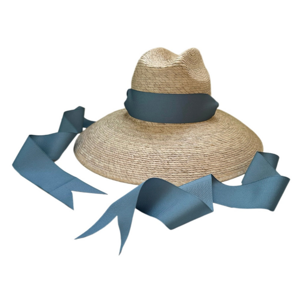 Hollyhock Sun Hat - French Blue Long Grosgrain Ribbon - The Well Appointed House
