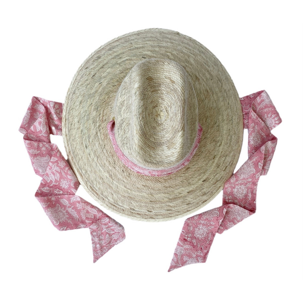 Hollyhock Sun Hat -  Pink Passionflower Hat Scarf - The Well Appointed House