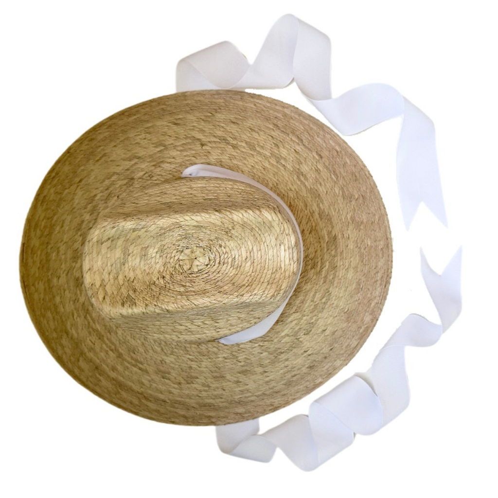 Hollyhock Sun Hat -  White Long Grosgrain Ribbon - The Well Appointed House