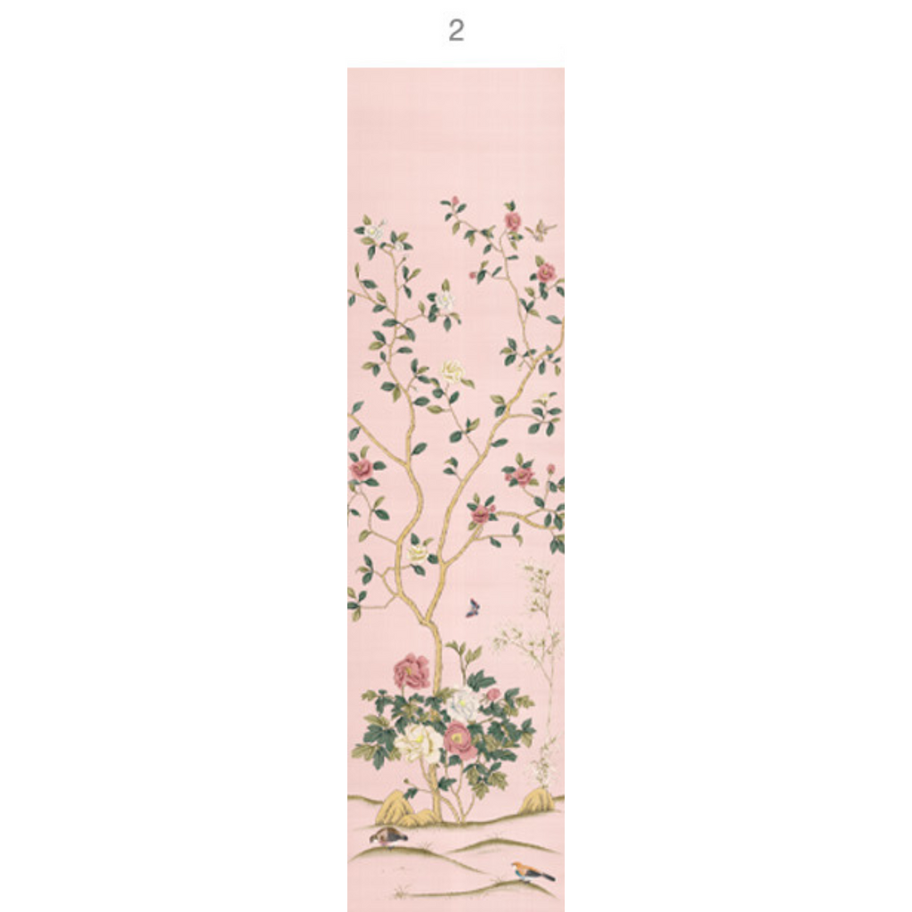 Imperial Garden Mural Wallpaper Panels In Peach - The Well Appointed House