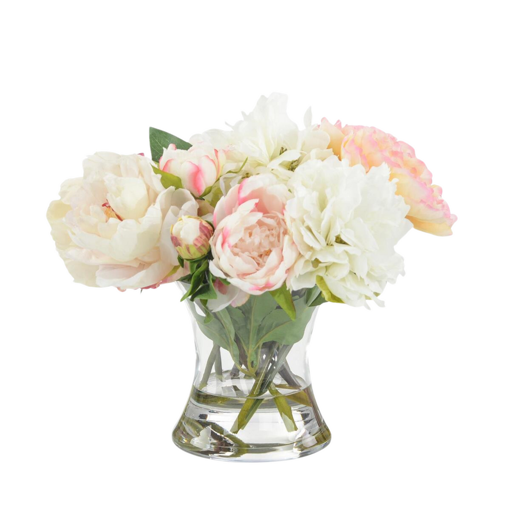 Faux Blush Peonies in Glass Vase - The Well Appointed House