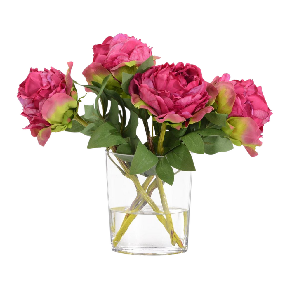 Faux Paris Roses in Glass Vase - The Well Appointed House