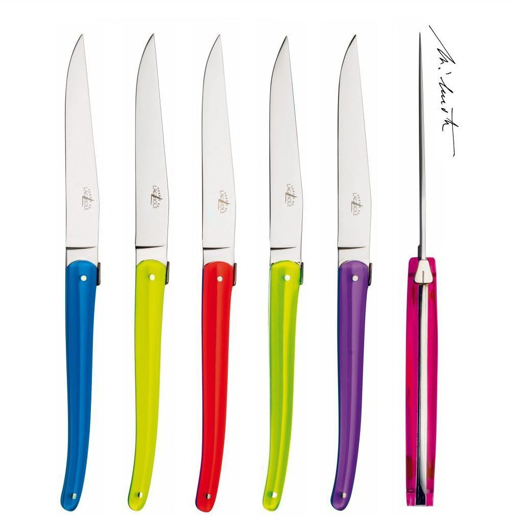Jean-Michel Wilmotte Steak Knives Full Acrylic Handle, Set of 6 - THE WELL APPOINTED HOUSE