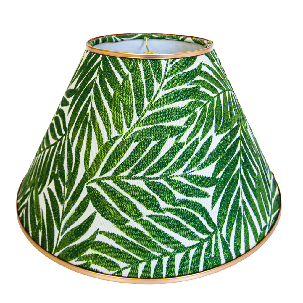Green and White Bamboo Bespoke Coolie Lamp Shade - The Well Appointed House