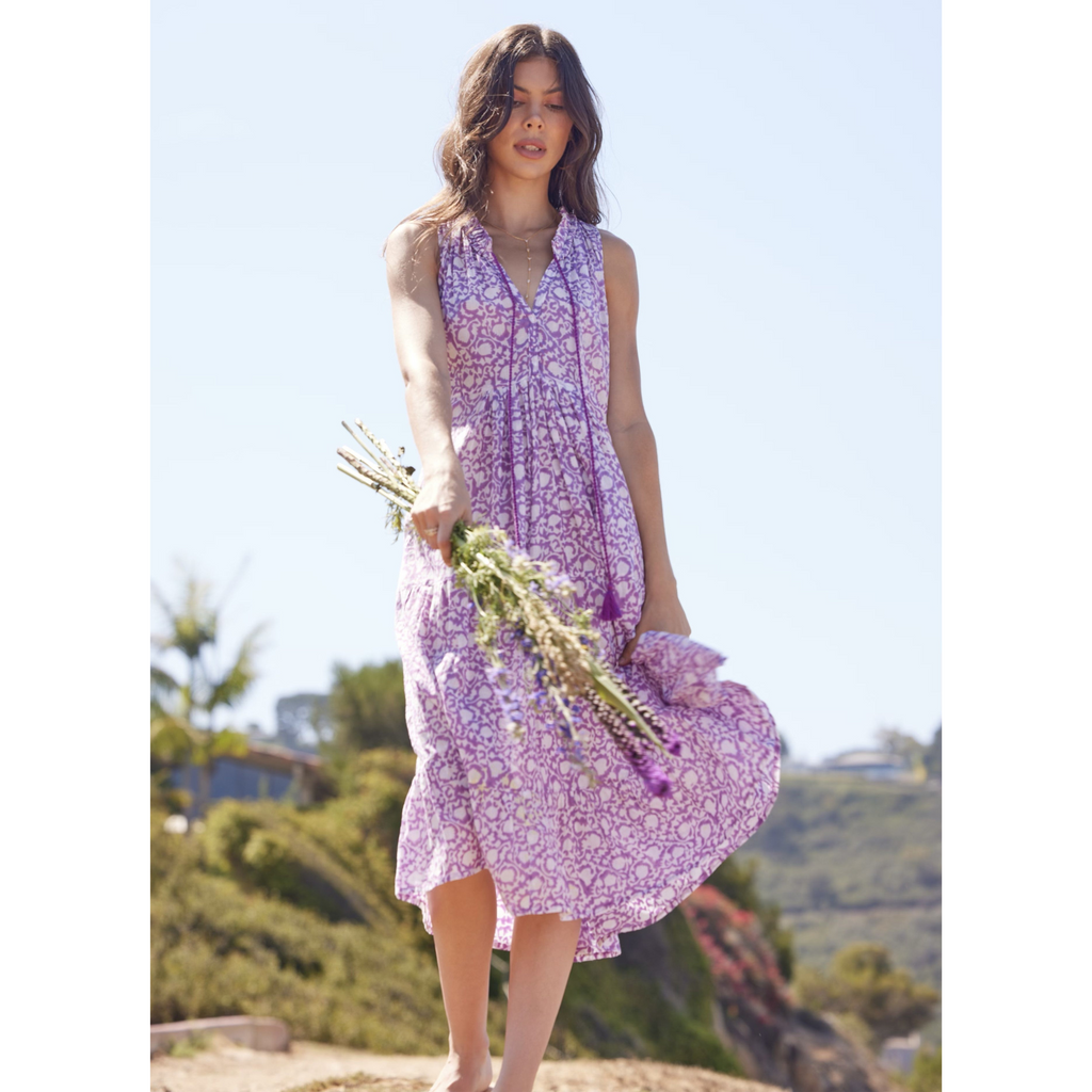 La Guerite Dress, Grapevine Purple Iris - The Well Appointed House