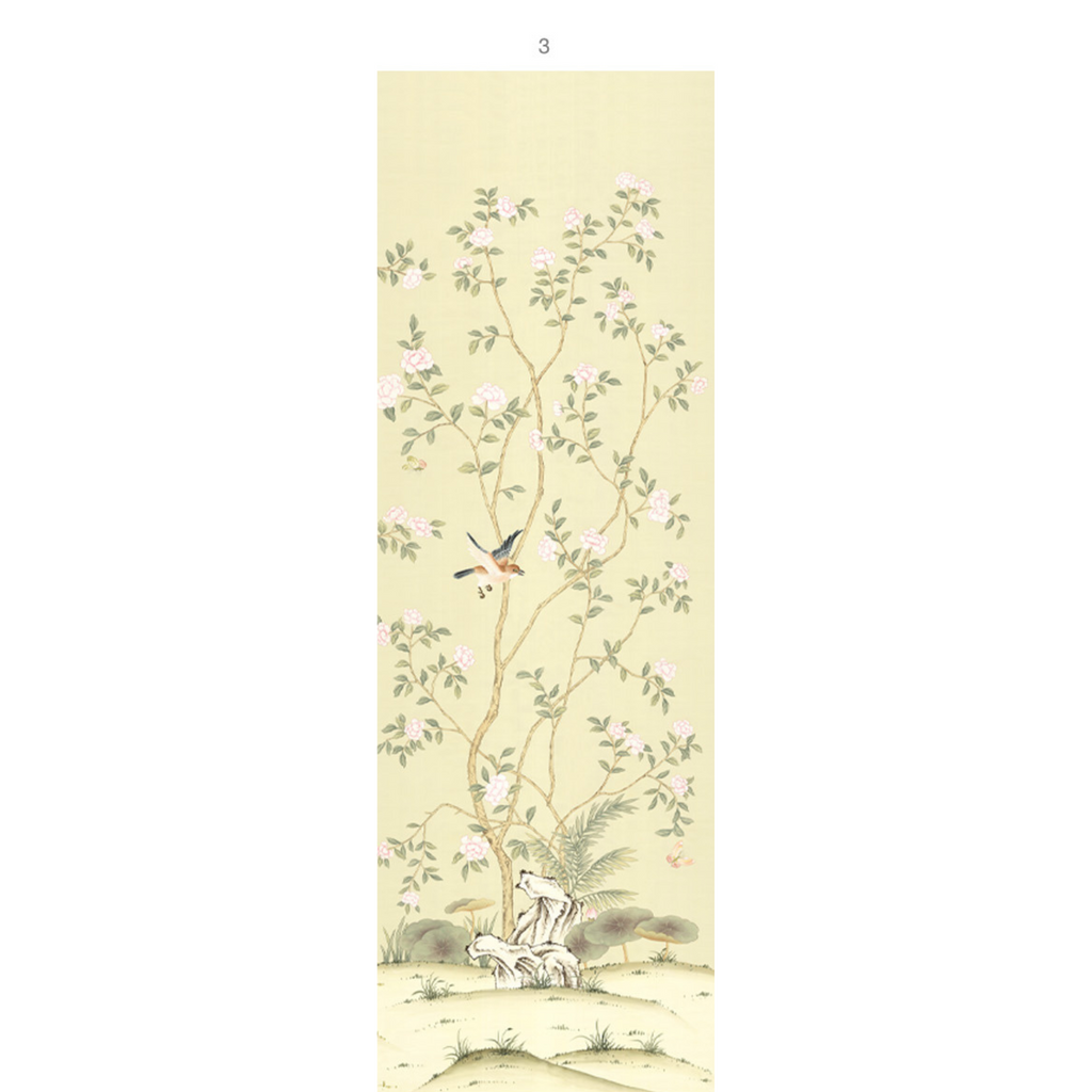 Lantilly Chinoiserie Mural Wallpaper Panels in Cream - The Well Appointed House