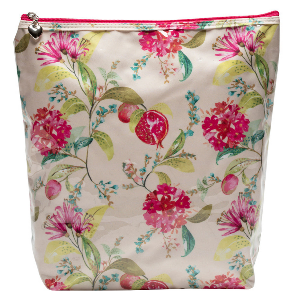 Large Cosmetic Bag in Pomegranate Floral Print - The Well Appointed House