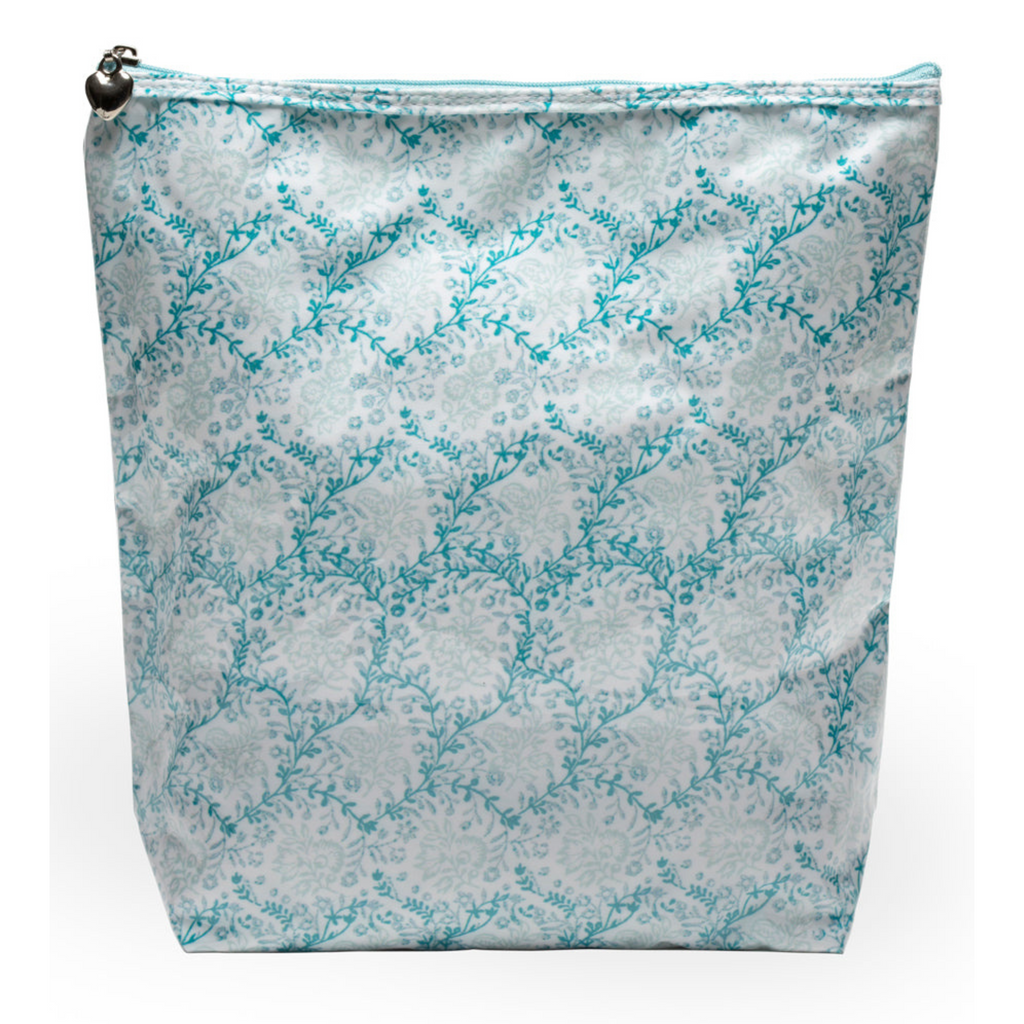 Large Cosmetic Bag in Trellis Aqua - The Well Appointed House
