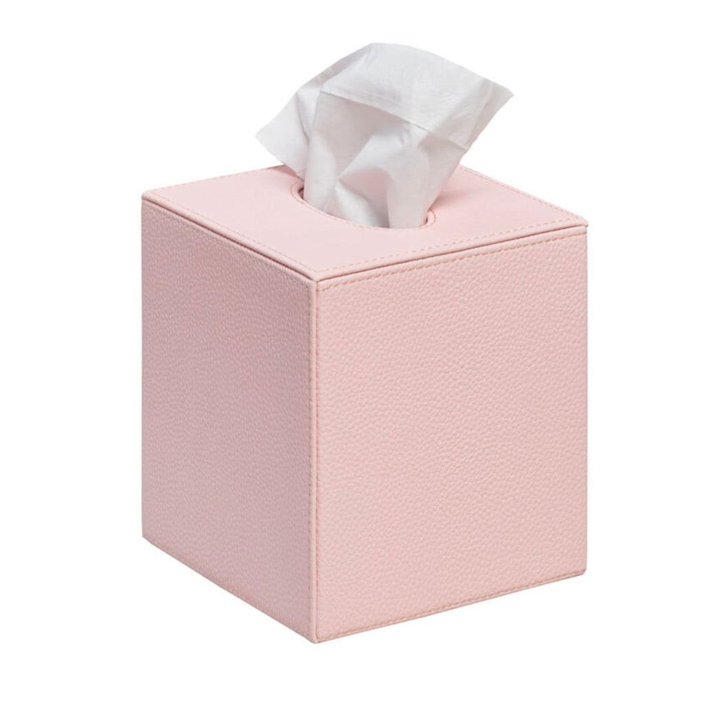 Light Pink Faux Leather Tissue Box Cover- The Well Appointed House