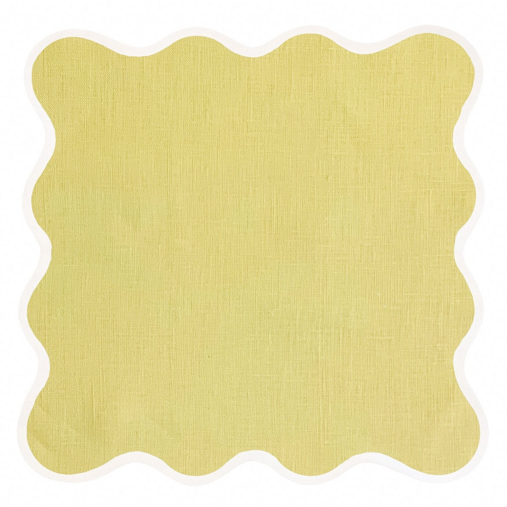 Linen Scalloped Square Dinner Napkin, Buttercup Yellow - The Well Appointed House
