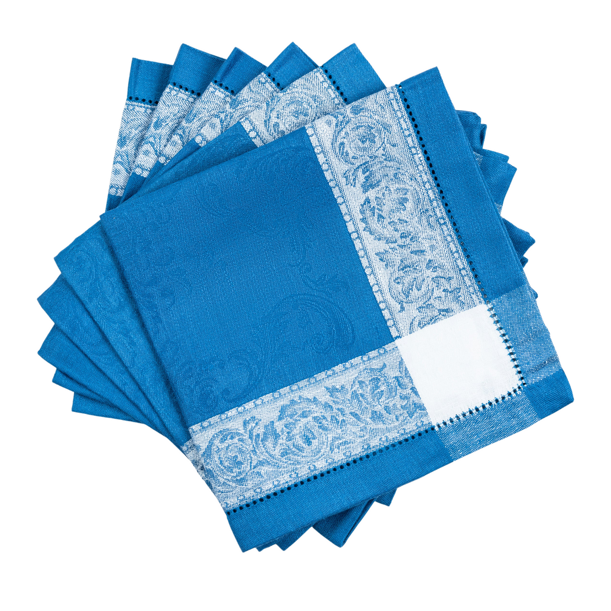 Beatrice Linen Napkins, Blue and White (Set of 2)