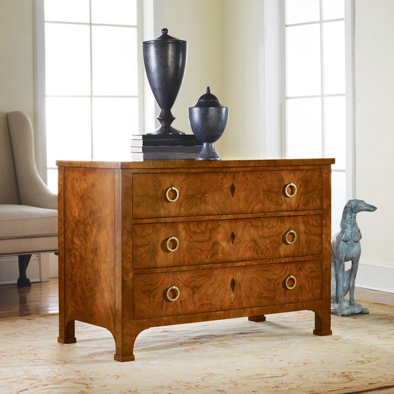 Modern History Three Drawer Walnut Commode - Nightstands & Chests - The Well Appointed House