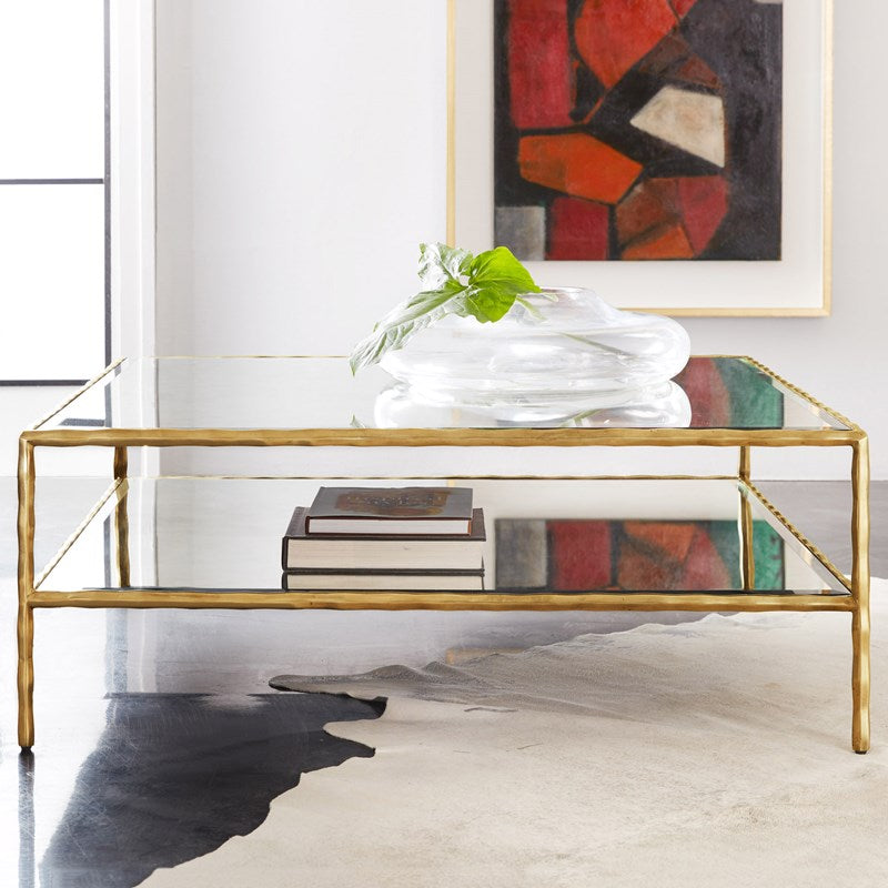 Modern History Organic Square Cocktail Table in Gold Leaf - The Well Appointed House