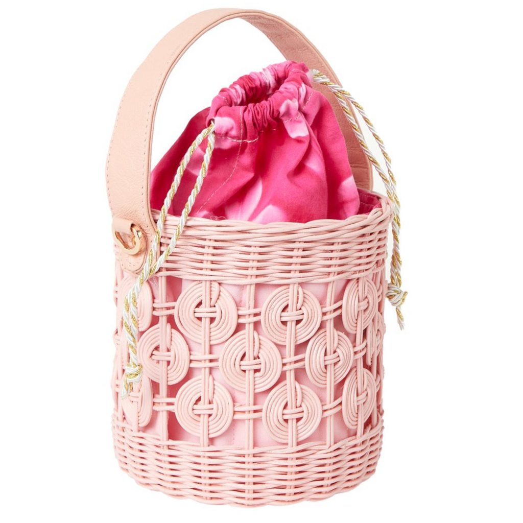 Maribella Wicker Bucket Bag in Pink - The Well Appointed House