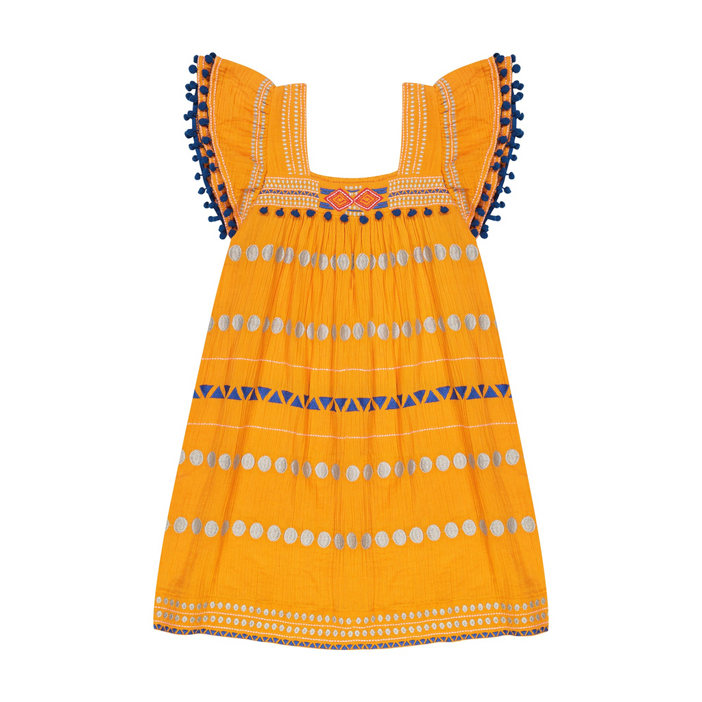 Mini Sandrine Women's Dress in Marigold Embroidery - The Well Appointed House