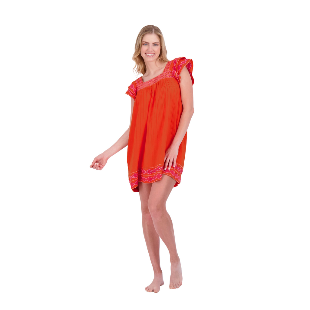 Mini Sandrine Women's Dress in Poppy Embroidery - The Well Appointed House