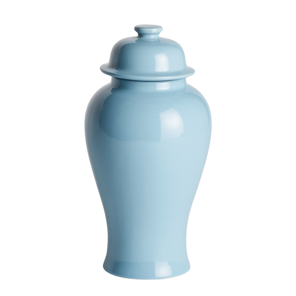 Pale Blue Koa Wide Lidded Ginger Jar - The Well Appointed House