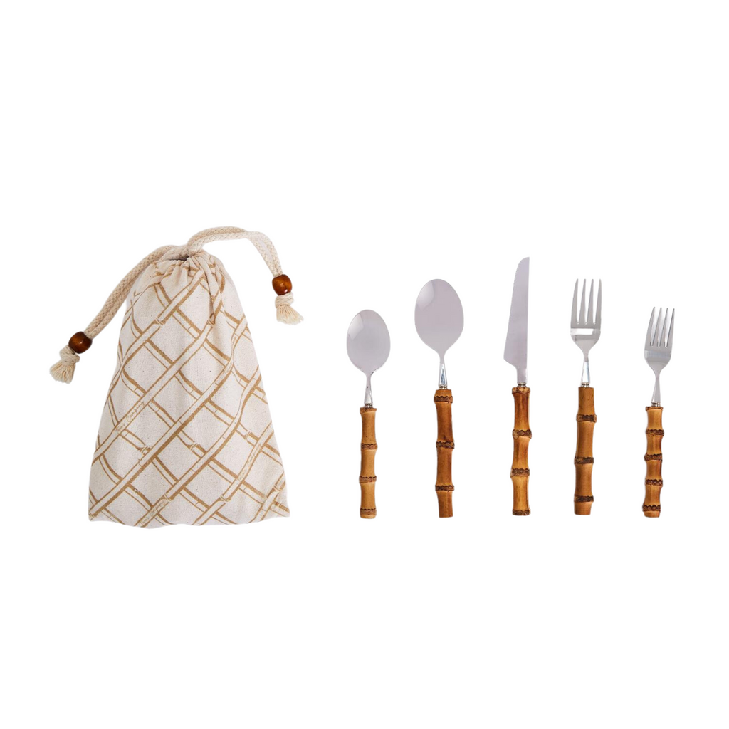 Natural Bamboo 20 Pc Flatware Set - The Well Appointed House