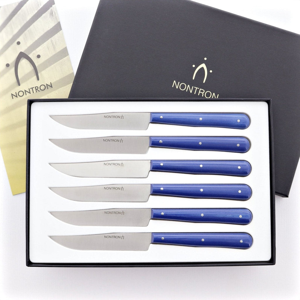 Nontron Steak Knives in Royal Blue Compressed Fabric - THE WELL APPONTED HOUSE