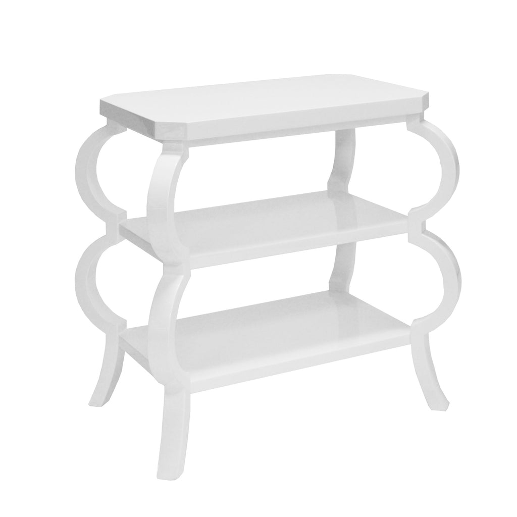 Three Tier Side Table in White Lacquer Finish - Side & Accent Tables - The Well Appointed House
