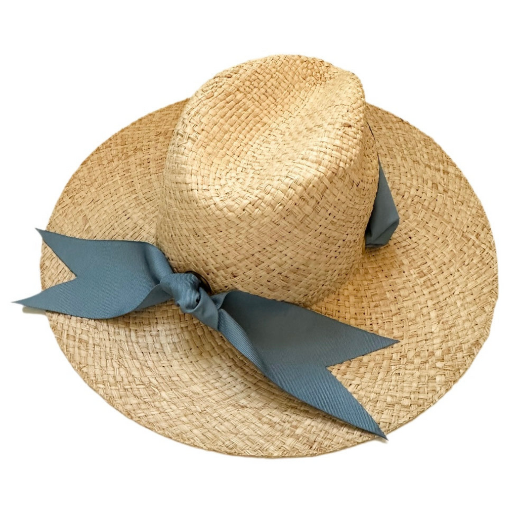 Oleander Sun Hat - Wide French Blue Grosgrain Ribbon - The Well Appointed House
