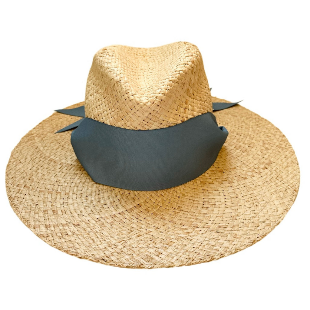 Oleander Sun Hat - Wide French Blue Grosgrain Ribbon - The Well Appointed House
