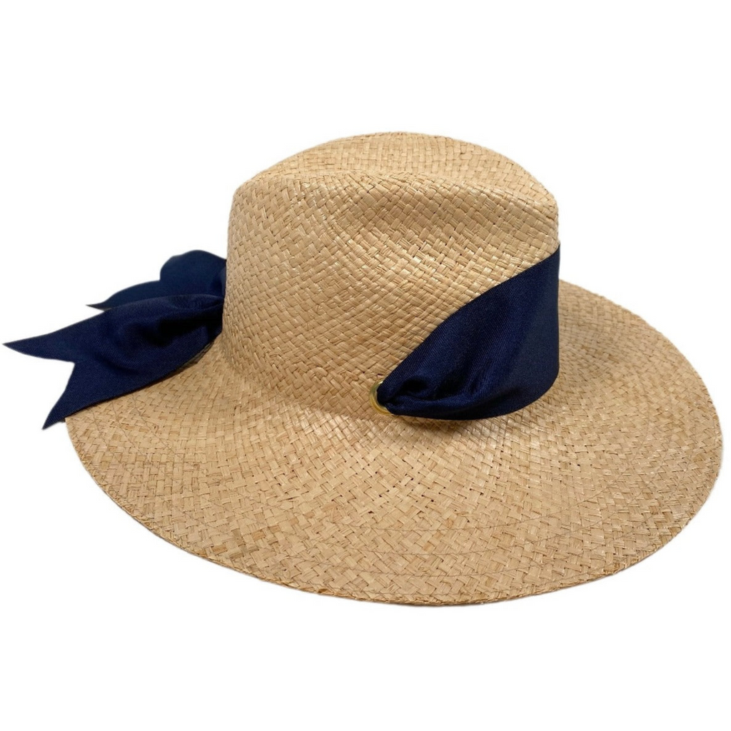 Oleander Sun Hat - Wide Navy Grosgrain Ribbon - The Well Appointed House
