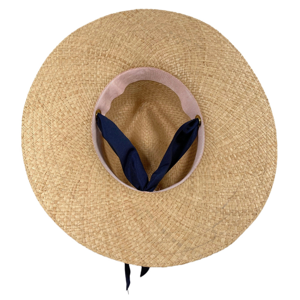 Oleander Sun Hat - Wide Navy Grosgrain Ribbon - The Well Appointed House