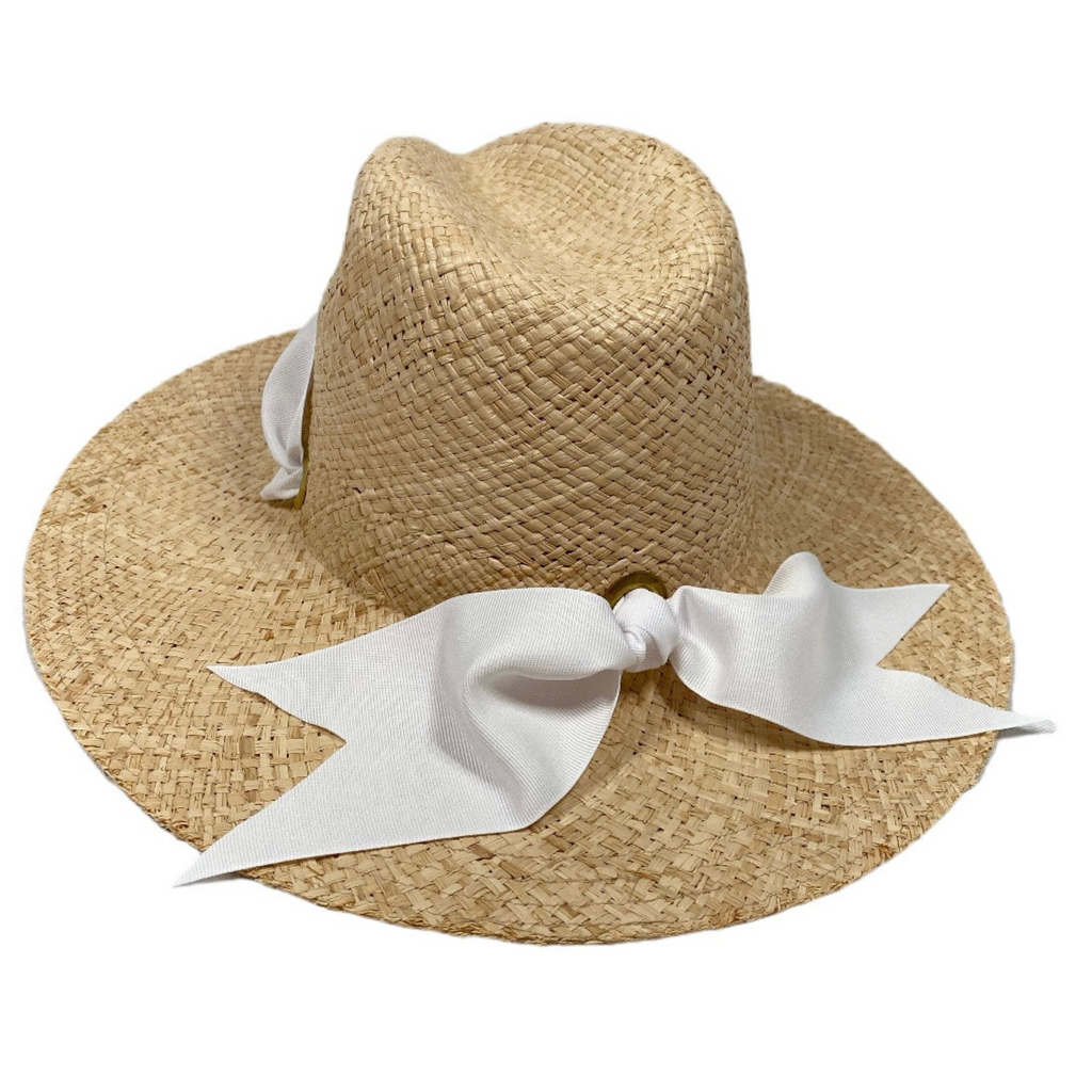Oleander Sun Hat - Wide White Grosgrain Ribbon - The Well Appointed House