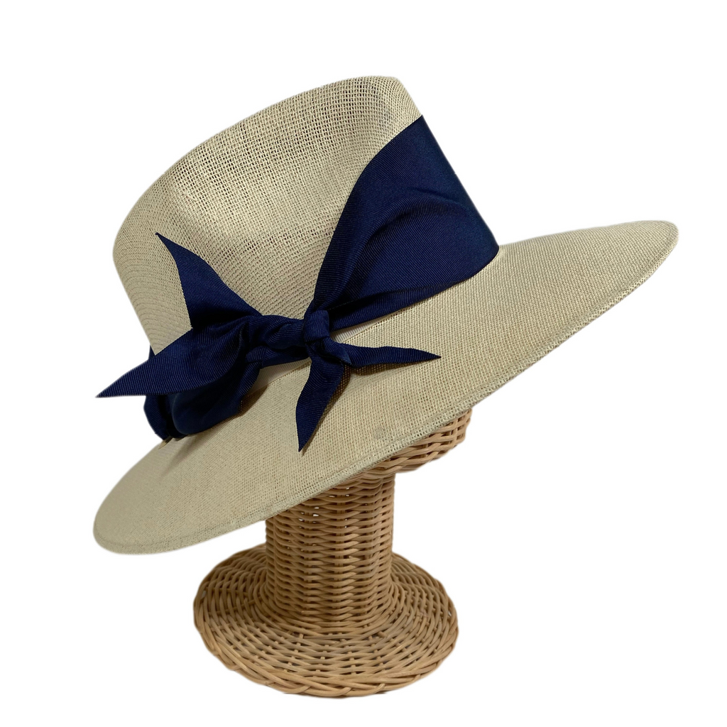 Orchid Sun Hat - Navy Wide & Short Grosgrain Ribbon - The Well Appointed House