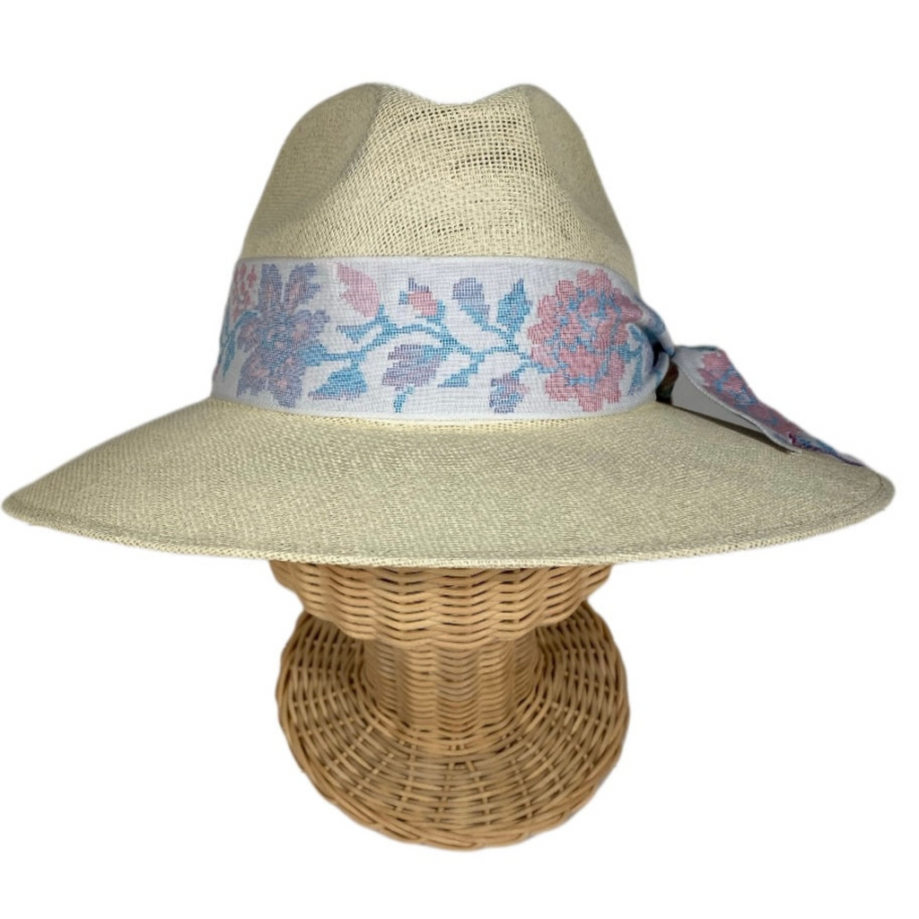 Orchid Sun Hat - Pastel Floral Tapestry Ribbon - The Well Appointed House
