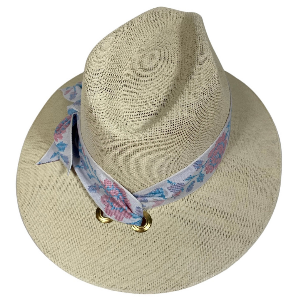 Orchid Sun Hat - Pastel Floral Tapestry Ribbon - The Well Appointed House