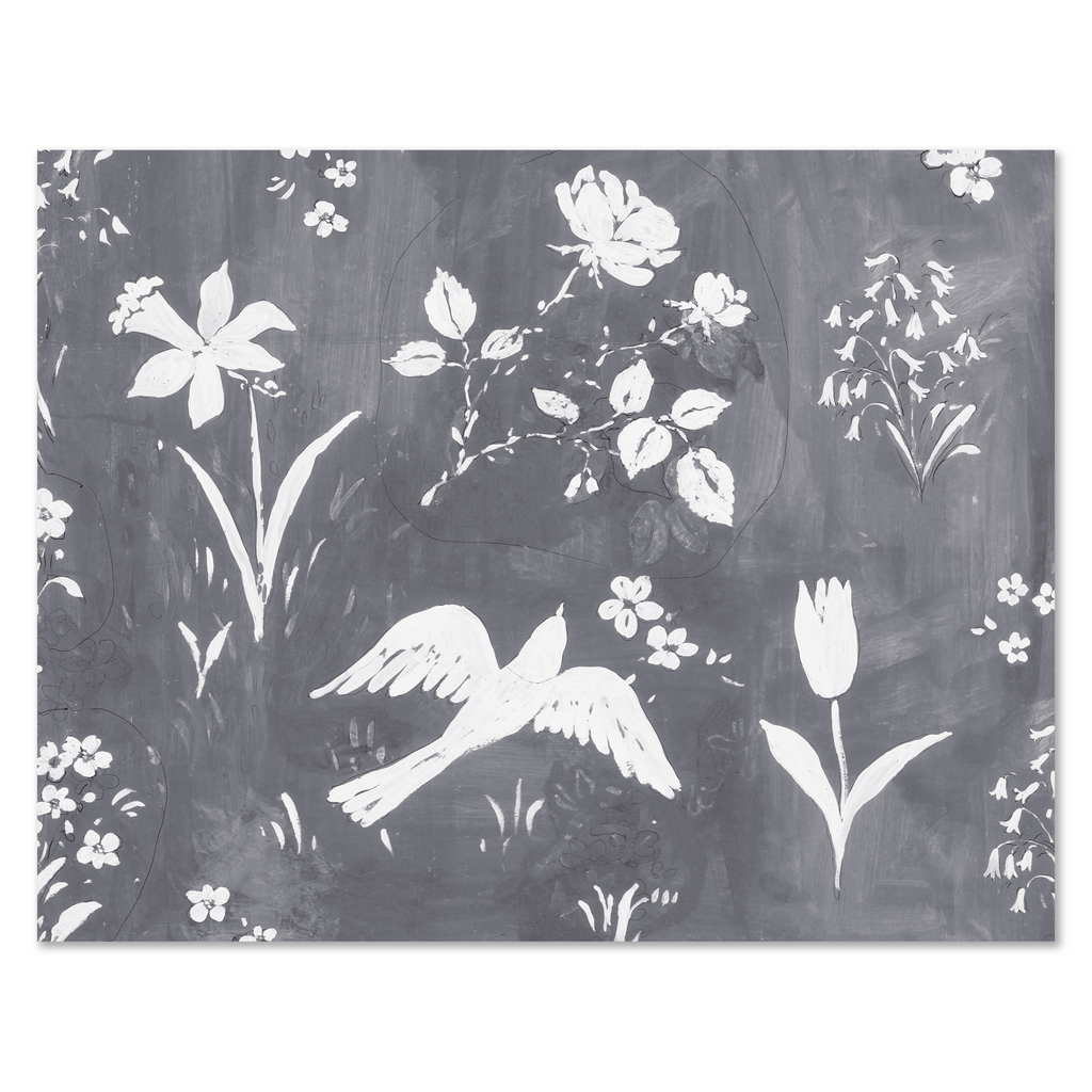 Paule Marrot, Flower Garden Gris (Print Only)- The Well Appointed House
