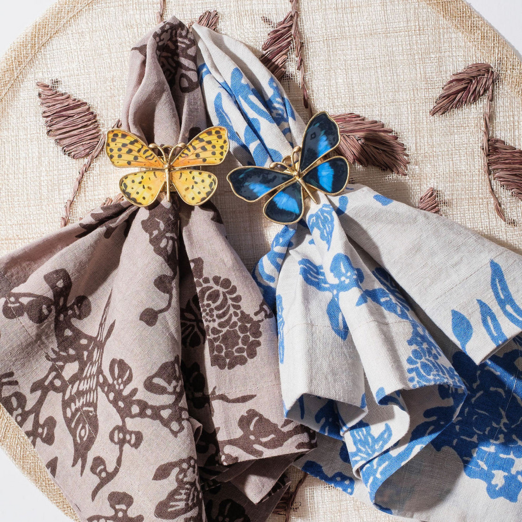 Painterly Butterfly Napkin Rings, Yellow, Set of Four - The Well Appointed House