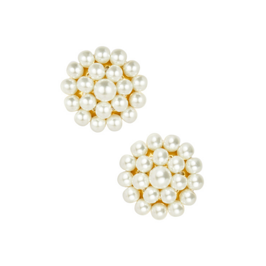 Pearl Glass Beaded Button Post or Clip Earrings - The Well Appointed House