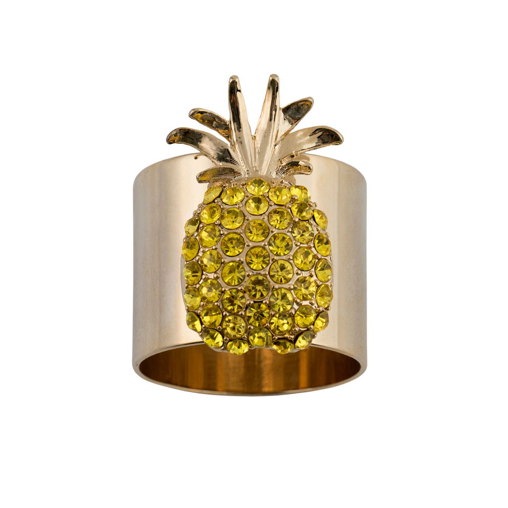 Pineapple Napkin Rings, Yellow, Set of Two - The Well Appointed House
