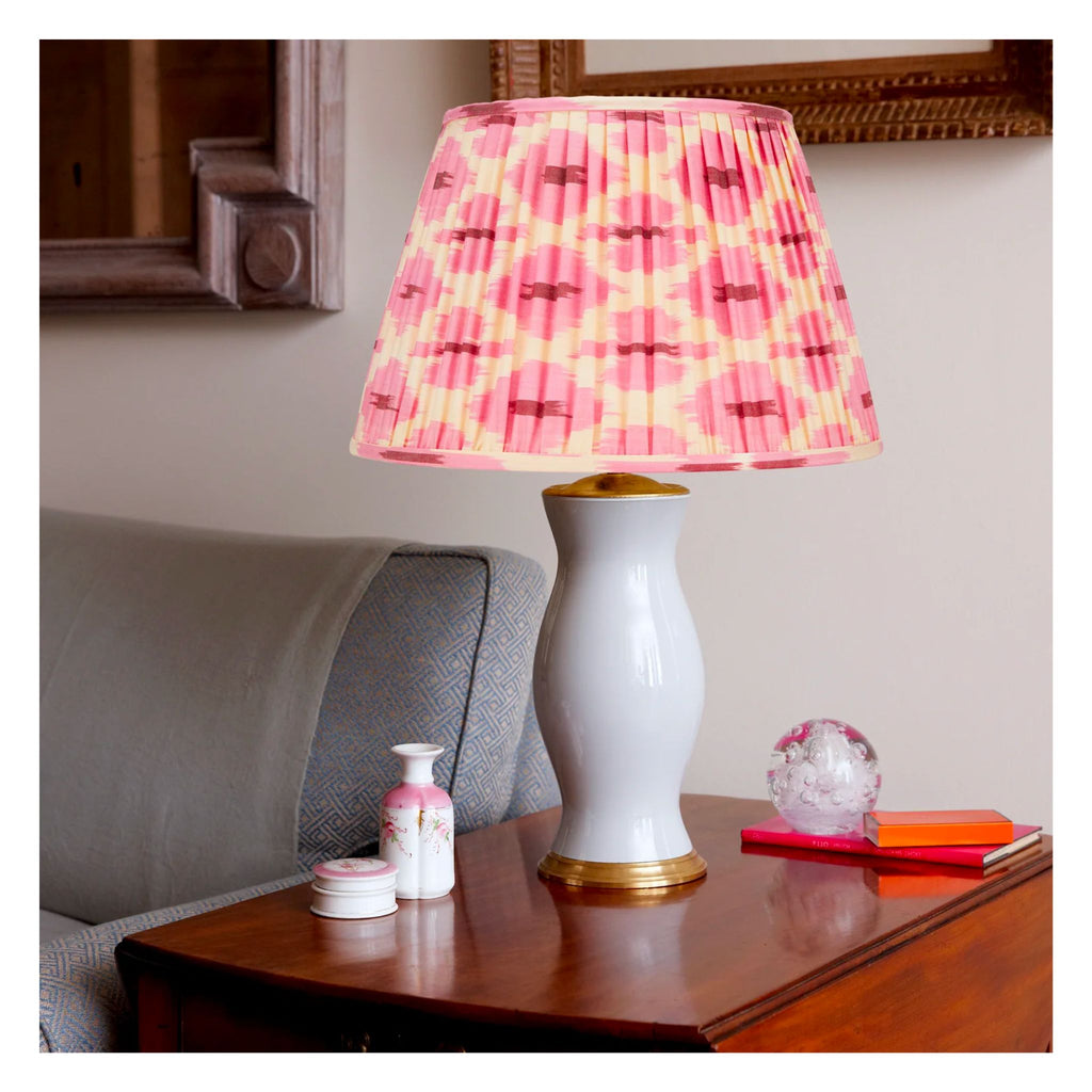 Pink and Cream Ikat Pleated Lamp Shade - Available in Multiple Sizes-The Well Appointed House