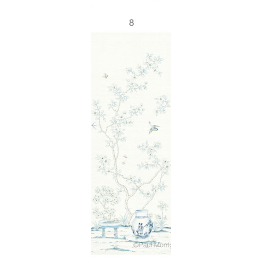 Porcelains White Chinoiserie Mural Wallpaper Panels - The Well Appointed House