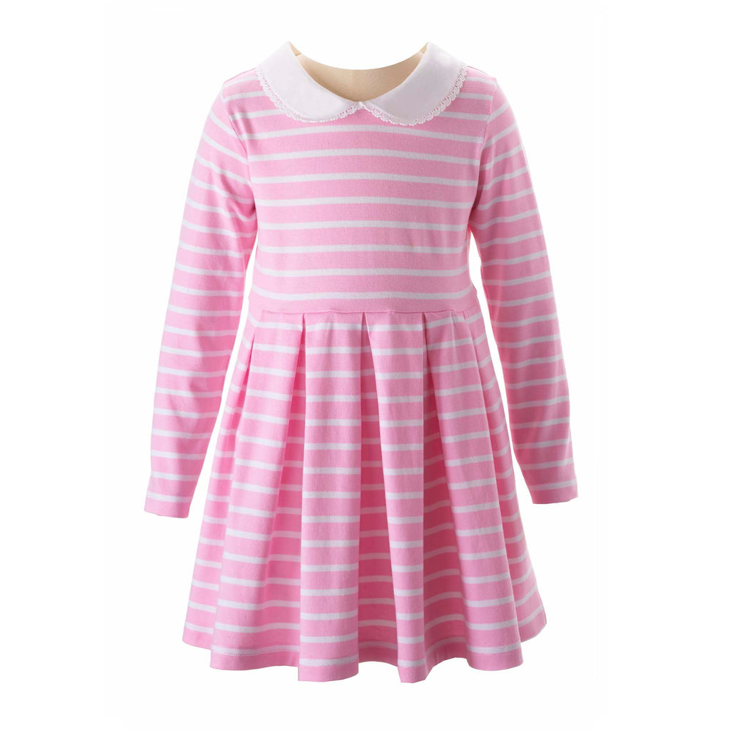Breton Stripe Jersey Dress, Pink - The Well Appointed House