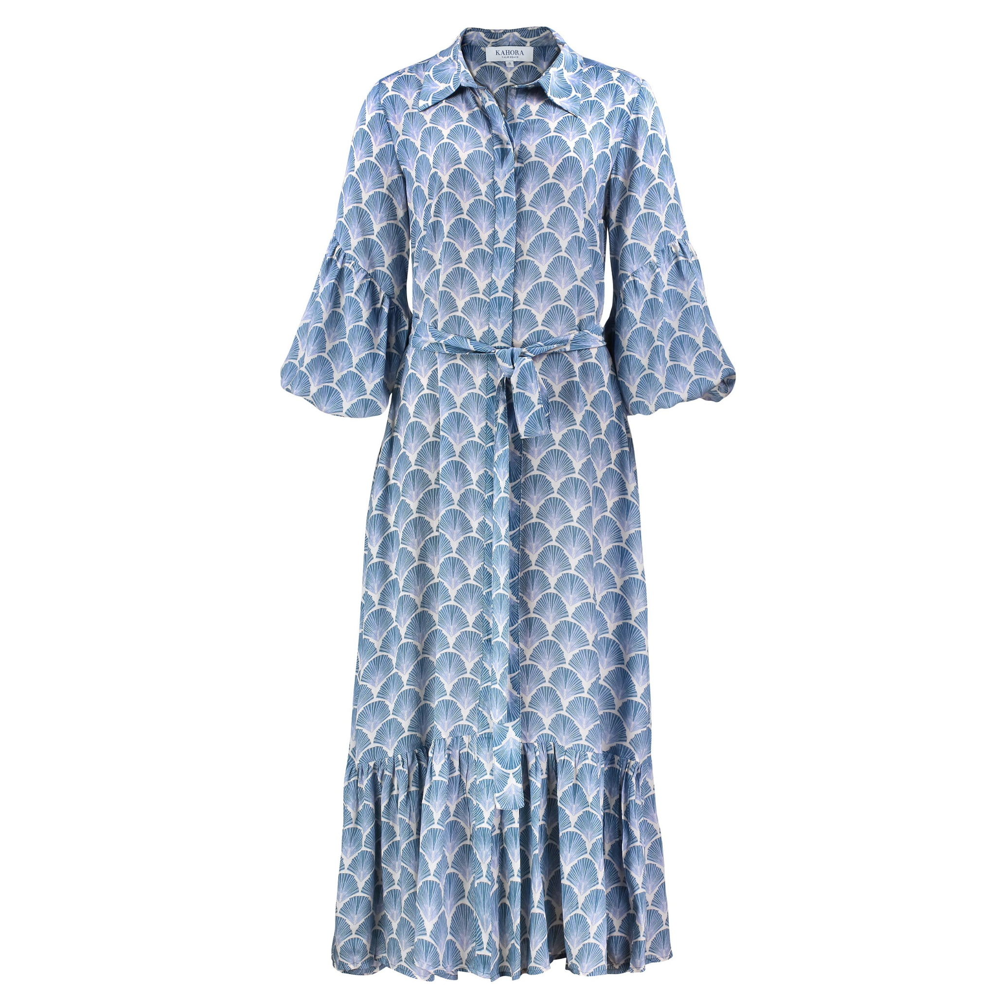 Rayna Dress A-Line Shirt Dress in Palm Fan Sky L